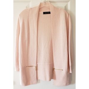 Ivanka Trump Pink Open Front Cardigan w/ Gold Zipper Accent